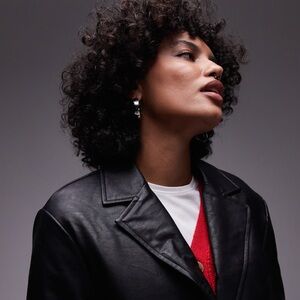 NWT -Top shop faux leather blazer in black